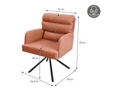 ML-Design Sillas de comedor giratorias, set de 2, naranja, Sillas de salón con reposabrazos y respaldo