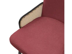 ML-Design 6x Sillas de comedor con funda de tela roja, asiento con respaldo, reposabrazos con aspecto de ratán sillón ergonómico de cocina