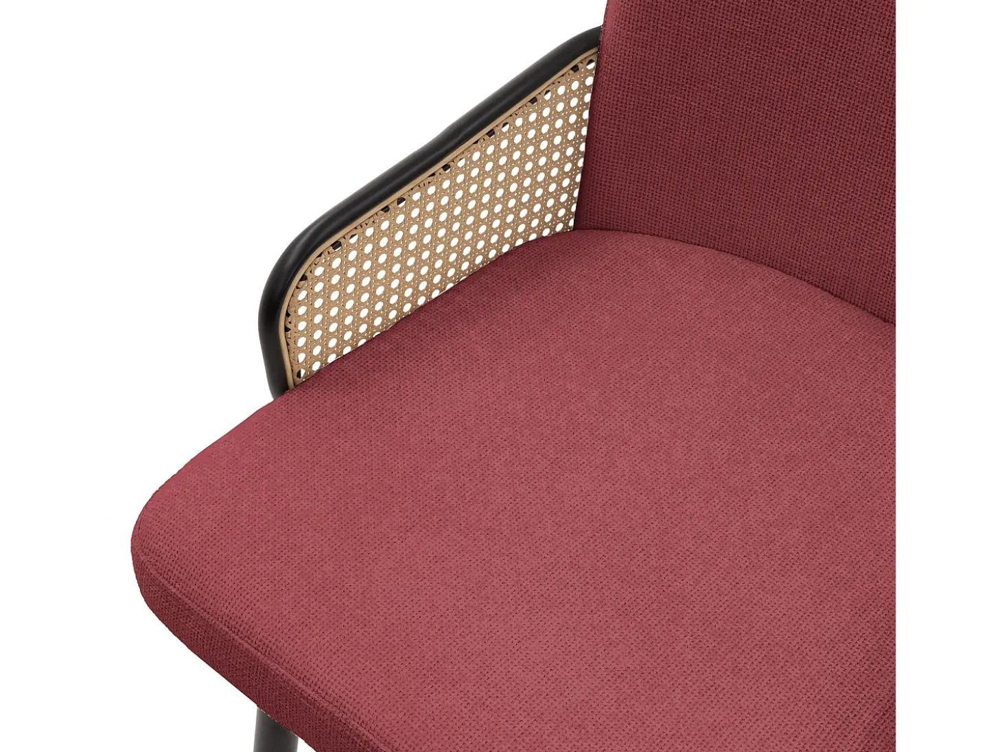 ML-Design 6x Sillas de comedor con funda de tela roja, asiento con respaldo, reposabrazos con aspecto de ratán sillón ergonómico de cocina
