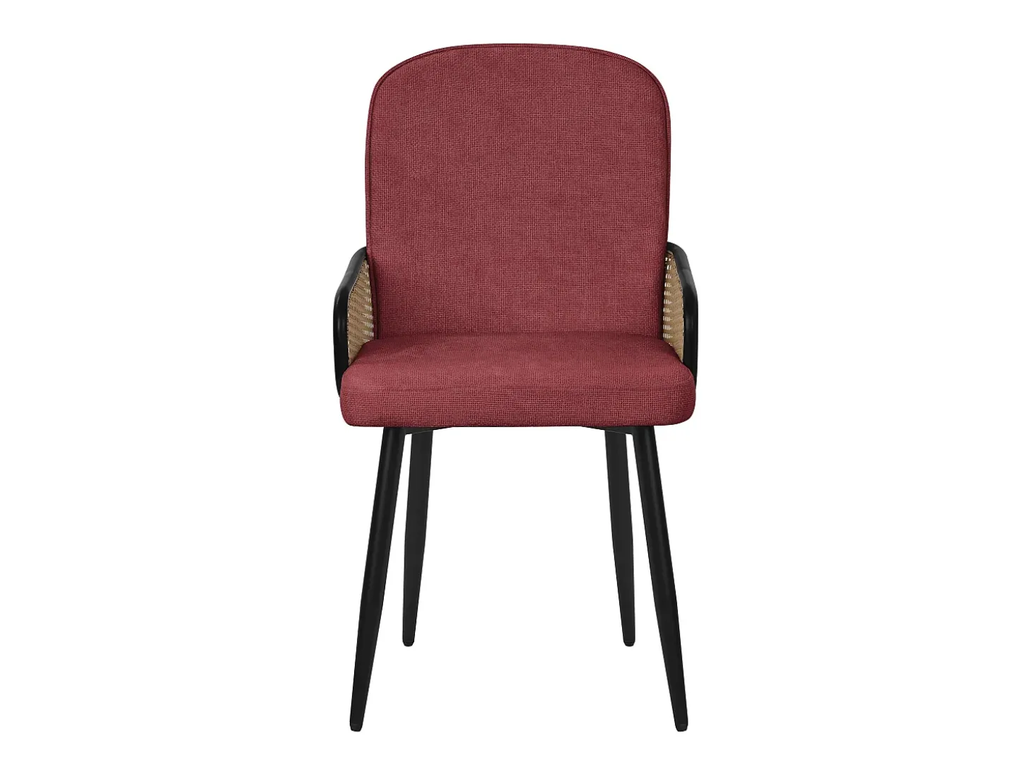 ML-Design 6x Sillas de comedor con funda de tela roja, asiento con respaldo, reposabrazos con aspecto de ratán sillón ergonómico de cocina