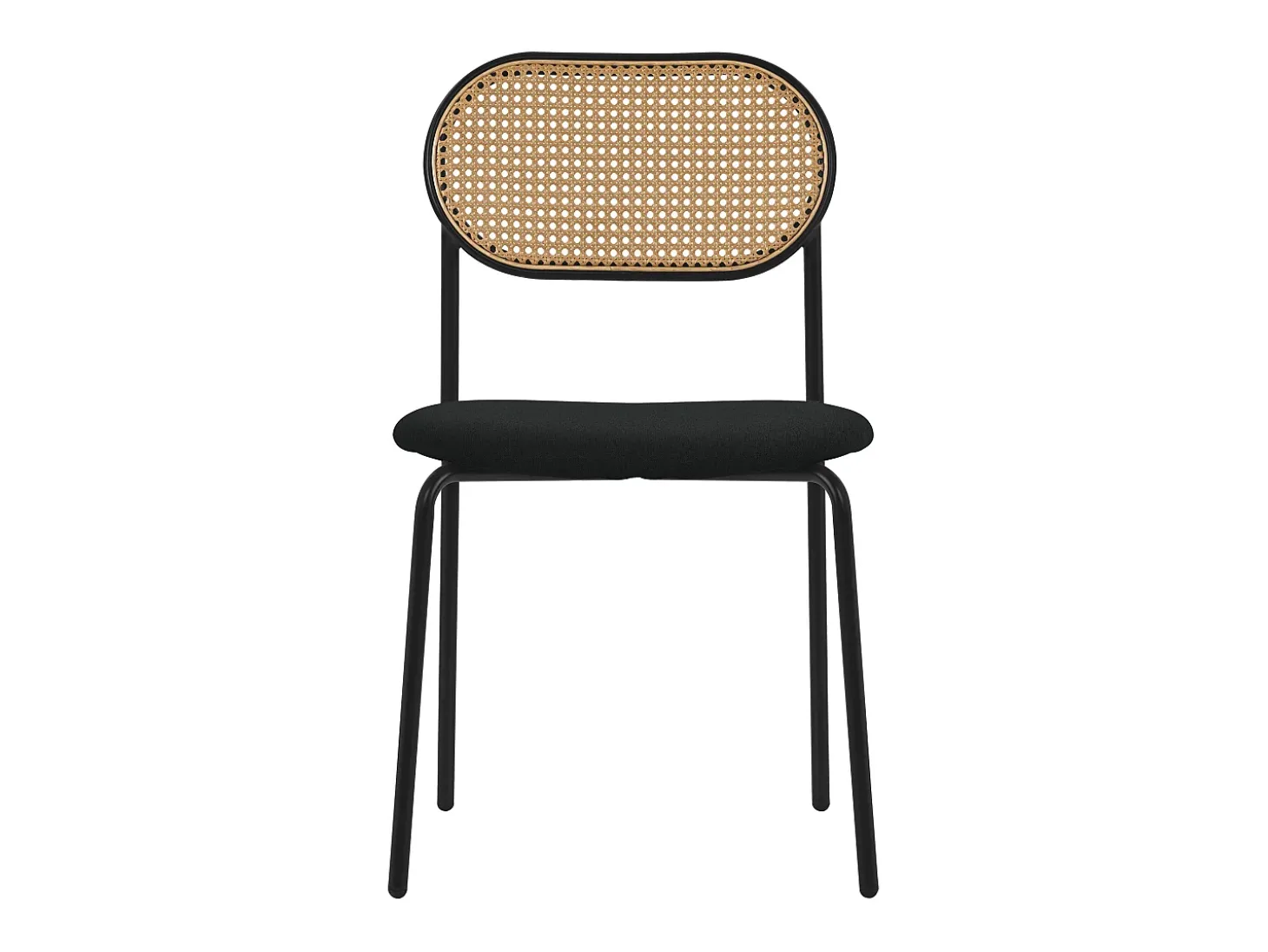 ML-Design 6x Sillas de comedor negro tapizado ratán con patas metal respaldo curvado de rejilla y apoyabrazos ergonómico sillón moderno para hogar