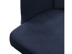 ML-Design 4x Sillas de comedor con funda de tela azul oscuro asientos de salón con respaldo y reposabrazos de ratán mueble tapizado y patas de metal