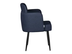 ML-Design 4x Sillas de comedor con funda de tela azul oscuro asientos de salón con respaldo y reposabrazos de ratán mueble tapizado y patas de metal