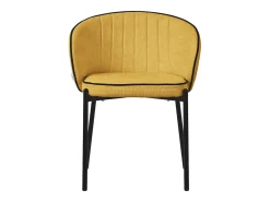 ML-Design 4x Sillas de comedor mostaza con revestimiento de tela, asiento sofá de salón con respaldo, mueble de cocina tapizado con patas de metal