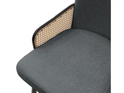ML-Design 2x Sillas de comedor con funda de tela antracita, asiento con respaldo, reposabrazos con aspecto de ratán sillón ergonómico de cocina