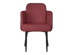 ML-Design 4x Sillas de comedor con funda de tela roja asientos sofá de salón con respaldo y reposabrazos de ratán mueble tapizado y patas de metal