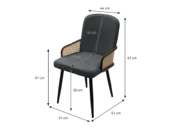 ML-Design 4x Sillas de comedor con funda de tela antracita, asiento con respaldo, reposabrazos con aspecto de ratán sillón ergonómico de cocina