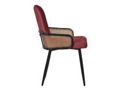 ML-Design 4x Sillas de comedor con funda de tela roja, asiento con respaldo, reposabrazos con aspecto de ratán sillón ergonómico de cocina