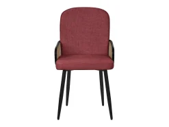 ML-Design 4x Sillas de comedor con funda de tela roja, asiento con respaldo, reposabrazos con aspecto de ratán sillón ergonómico de cocina