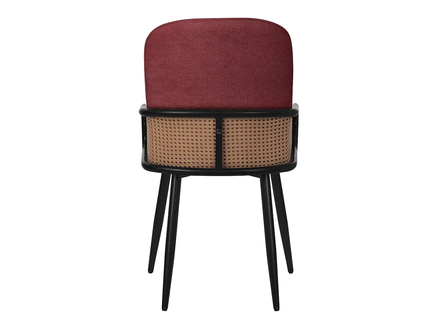 ML-Design 4x Sillas de comedor con funda de tela roja, asiento con respaldo, reposabrazos con aspecto de ratán sillón ergonómico de cocina