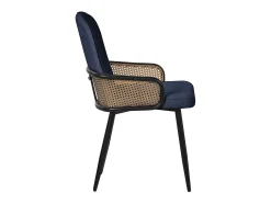 ML-Design 6x Sillas de comedor con funda de tela azul oscuro, asiento con respaldo, reposabrazos con aspecto de ratán sillón ergonómico de cocina