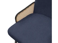 ML-Design 6x Sillas de comedor con funda de tela azul oscuro, asiento con respaldo, reposabrazos con aspecto de ratán sillón ergonómico de cocina