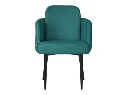 ML-Design 6x Sillas de comedor con funda de tela turquesa oscuro asientos con respaldo y reposabrazos de ratán mueble tapizado y patas de metal