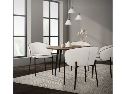 ML-Design 2x Sillas de comedor beige con revestimiento de tela, asiento sofá de salón con respaldo, mueble de cocina tapizado con patas de metal