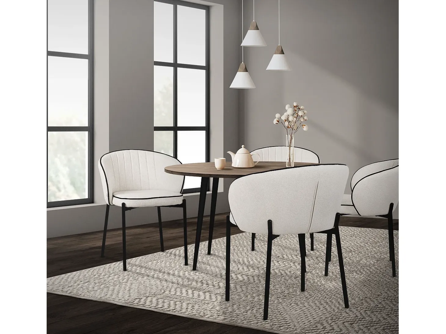 ML-Design 2x Sillas de comedor beige con revestimiento de tela, asiento sofá de salón con respaldo, mueble de cocina tapizado con patas de metal