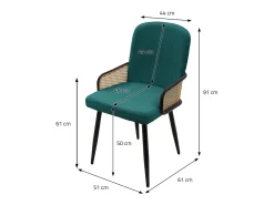 ML-Design 4x Sillas de comedor con funda de tela turquesa oscuro, asiento con respaldo, reposabrazos con aspecto de ratán sillón ergonómico de cocina
