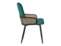ML-Design 4x Sillas de comedor con funda de tela turquesa oscuro, asiento con respaldo, reposabrazos con aspecto de ratán sillón ergonómico de cocina