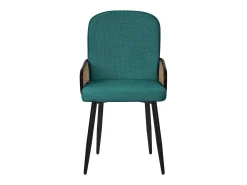 ML-Design 4x Sillas de comedor con funda de tela turquesa oscuro, asiento con respaldo, reposabrazos con aspecto de ratán sillón ergonómico de cocina