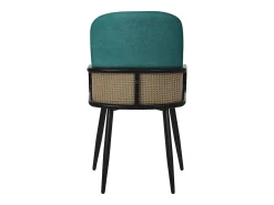 ML-Design 4x Sillas de comedor con funda de tela turquesa oscuro, asiento con respaldo, reposabrazos con aspecto de ratán sillón ergonómico de cocina