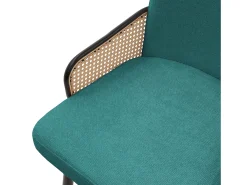 ML-Design 4x Sillas de comedor con funda de tela turquesa oscuro, asiento con respaldo, reposabrazos con aspecto de ratán sillón ergonómico de cocina