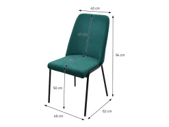 ML-Design 4x Sillas de comedor petróleo poliéster tapizado con patas de metal asiento acolchado con respaldo diseño atemporal mueble ergonómico