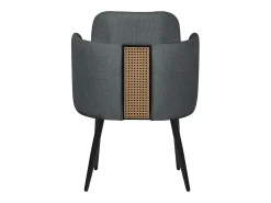 ML-Design 6x Sillas de comedor con funda de tela antracita asientos sofá de salón con respaldo y reposabrazos de ratán mueble tapizado, patas de metal