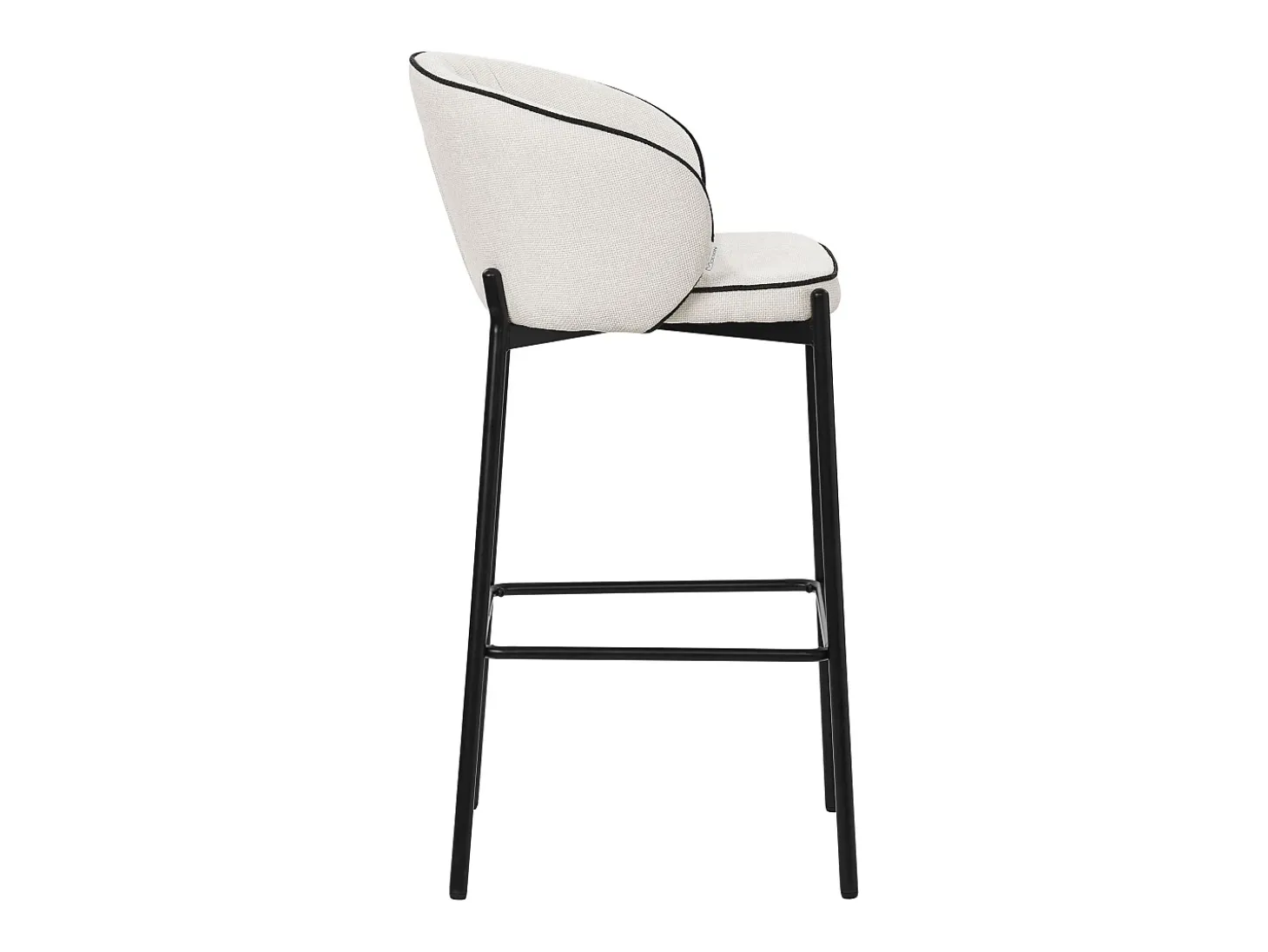ML-Design 2x Taburetes de bar beige con tapizado de tela, 76cm altura, sillas con respaldo y reposapíes, estructura metálica sillones para encimera