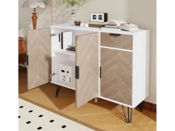 Moderno mueble de almacenaje, aparador con cajón y estantes regulables en altura (90 x 30 x 71,5 cm)