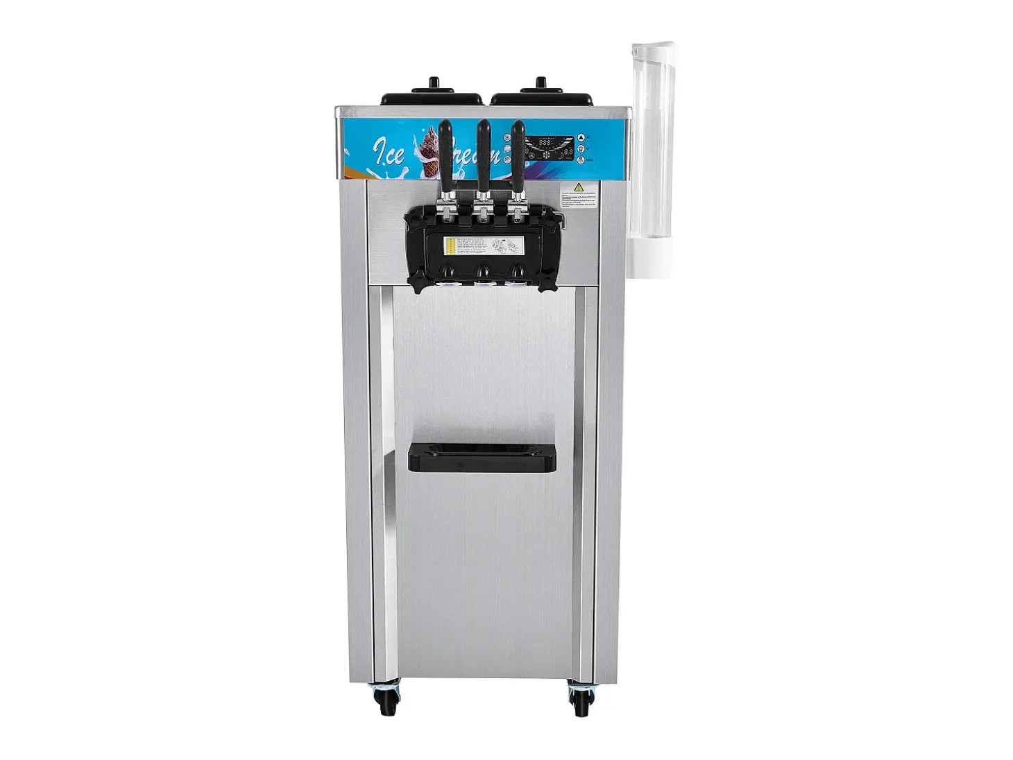 Máquina de Helado Blando Comercial SucceBuy, 21 - 31 L/H, 1500 W, 3 Sabores, 2x5,5 L, para Yogur, Café y Snack-Bar