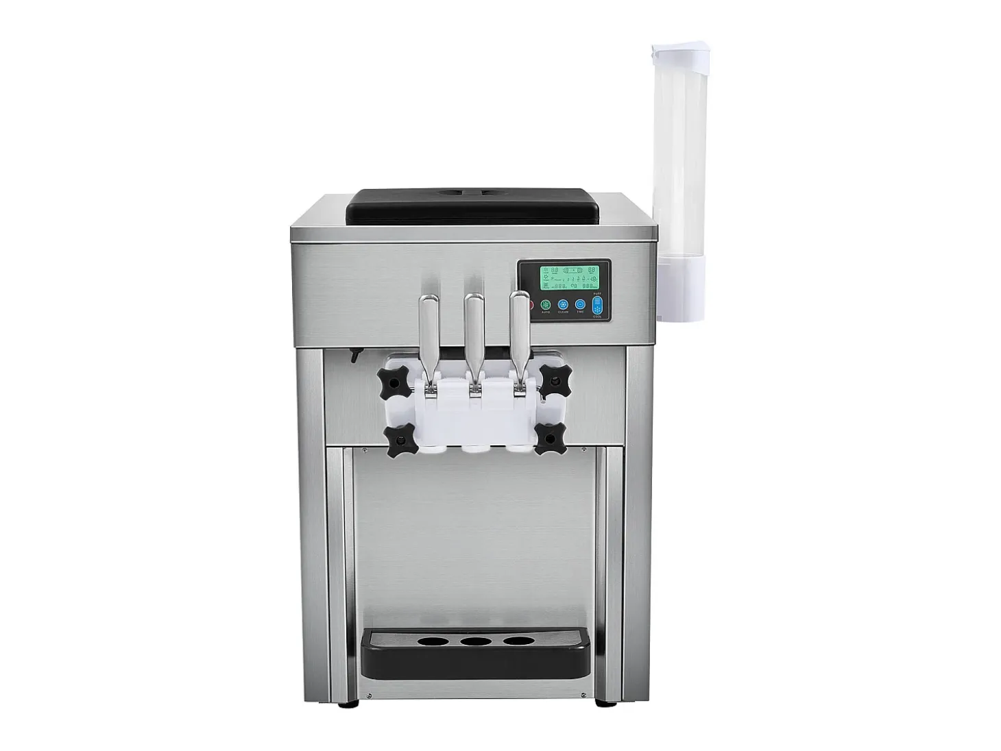 Máquina de Helado Blando SucceBuy, 20 L/h 1800 W 3 Sabores, Limpieza Automática, para Café Snack-Bar Restaurante Supermercado