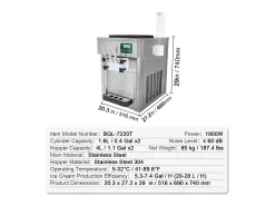 Máquina de Helado Blando SucceBuy, 20 L/h 1800 W 3 Sabores, Limpieza Automática, para Café Snack-Bar Restaurante Supermercado