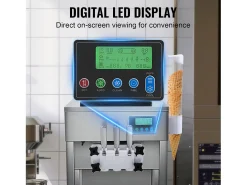 Máquina de Helado Blando SucceBuy, 20 L/h 1800 W 3 Sabores, Limpieza Automática, para Café Snack-Bar Restaurante Supermercado
