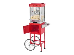 Máquina de Palomitas SucceBuy con Carrito, Palomera 800 W, Gran Cuenco de Acero Inoxidable 0,2 kg, 48 Tazas por Lote, con Control de 2 Botones, Pared de Vidrio