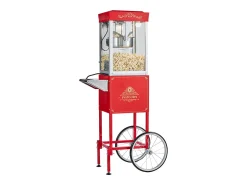 Máquina de Palomitas SucceBuy con Carrito, Palomera 800 W, Gran Cuenco de Acero Inoxidable 0,2 kg, 48 Tazas por Lote, con Control de 2 Botones, Pared de Vidrio