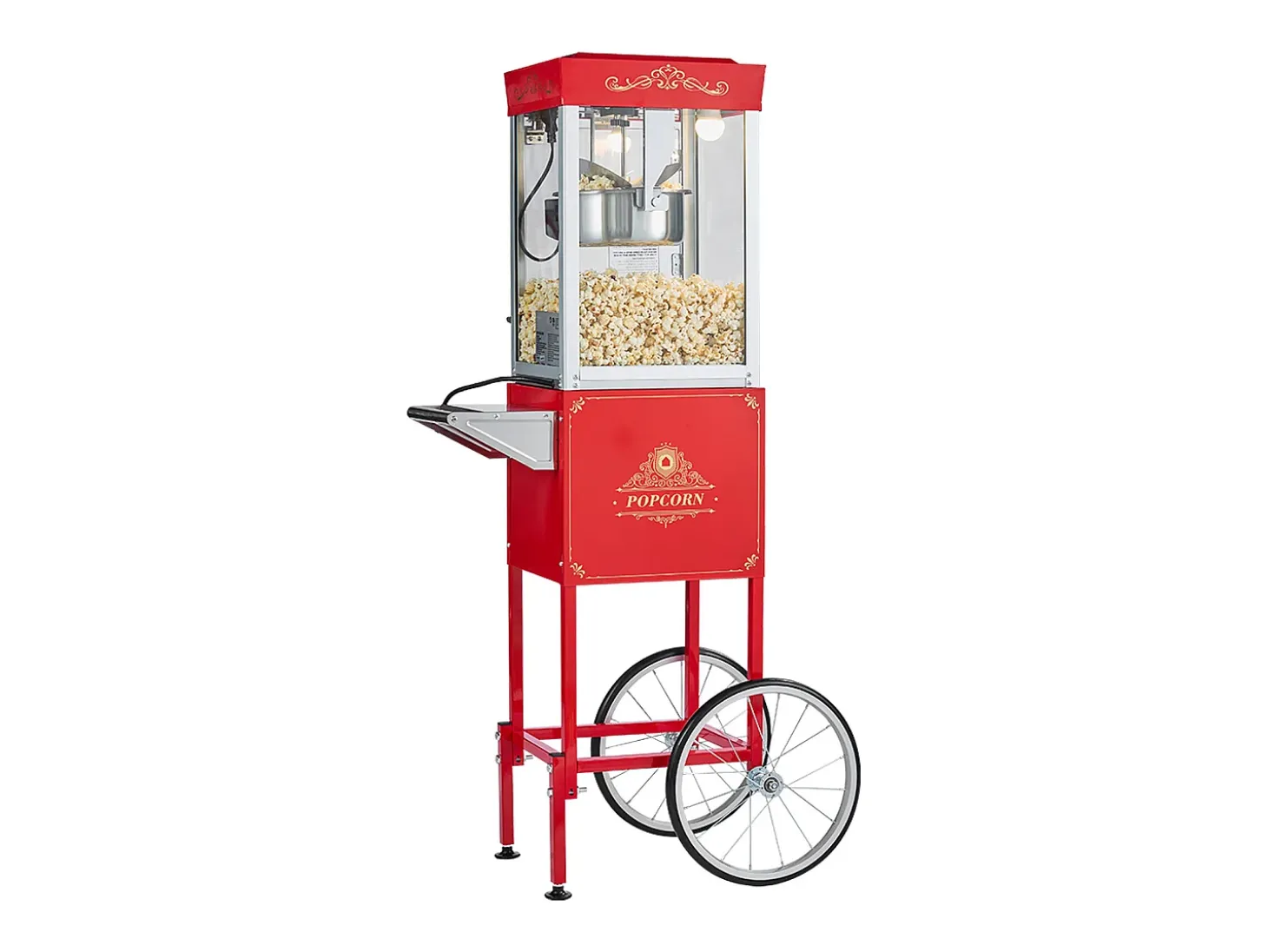 Máquina de Palomitas SucceBuy con Carrito, Palomera 800 W, Gran Cuenco de Acero Inoxidable 0,2 kg, 48 Tazas por Lote, con Control de 2 Botones, Pared de Vidrio