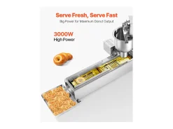Máquina para Hacer Rosquillas Automática Comercial SucceBuy, Máquina para Hacer Rosquillas Eléctrica de Una Sola Fila, Freidora de Acero Inoxidable