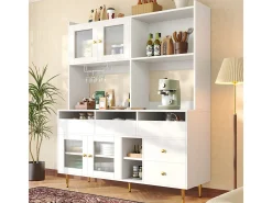 Mueble alto de restaurante (145x39x171cm), blanco/dorado