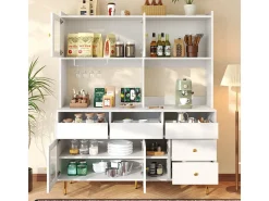 Mueble alto de restaurante (145x39x171cm), blanco/dorado