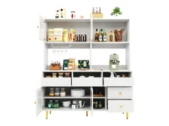 Mueble alto de restaurante (145x39x171cm), blanco/dorado