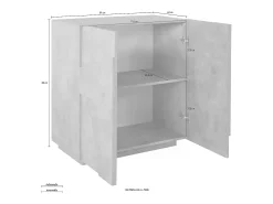 Mueble Aparador de diseño moderno 2 puertas y 2 estantes Ping Side S Concrete