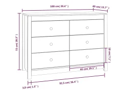 Mueble auxiliar Blanco 100x40x72 cm Madera maciza de pino