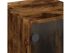 Mueble auxiliar con puertas de cristal roble ahumado 35x37x75,5 cm