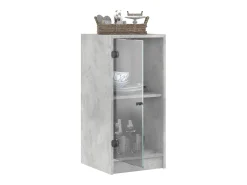 Mueble auxiliar con puertas de cristal gris hormigón 35x37x75,5 cm