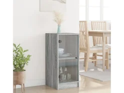 Mueble auxiliar con puertas de cristal en Gris Sonoma 35x37x75,5 cm