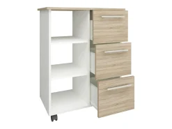 Mueble auxiliar haaus Loma, 3 cajones, 3 estantes, Roble Sonoma/Blanco, 64 x 35 x 85 cm