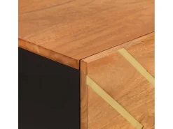 Mueble auxiliar madera maciza mango marrón/negro 80x33,5x75 cm