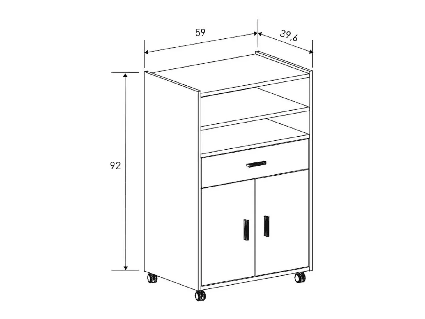 Mueble auxiliar New Aura con ruedas beige 92x59x39,6 cm