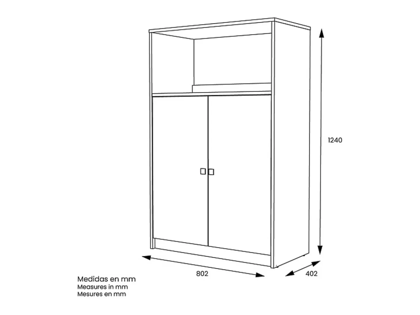 Mueble Auxiliar para Microondas | Color Blanco y Roble | 124 x 80 x 40 cm (alto x ancho x fondo)
