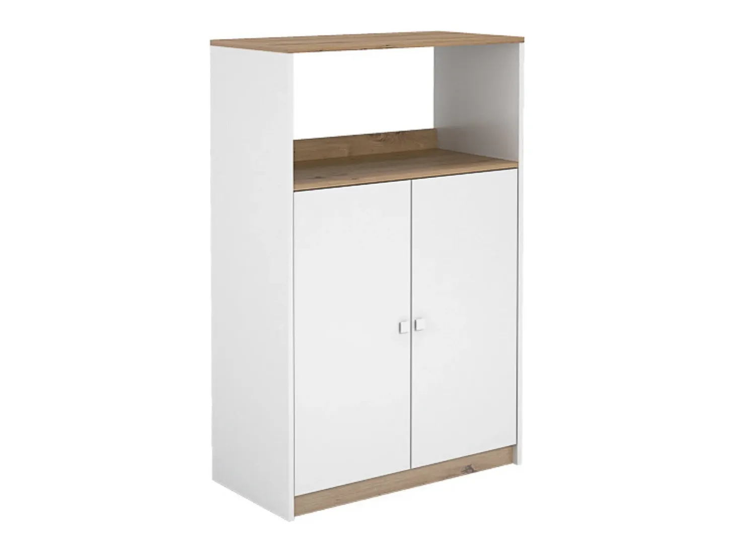 Mueble Auxiliar para Microondas | Color Blanco y Roble | 124 x 80 x 40 cm (alto x ancho x fondo)