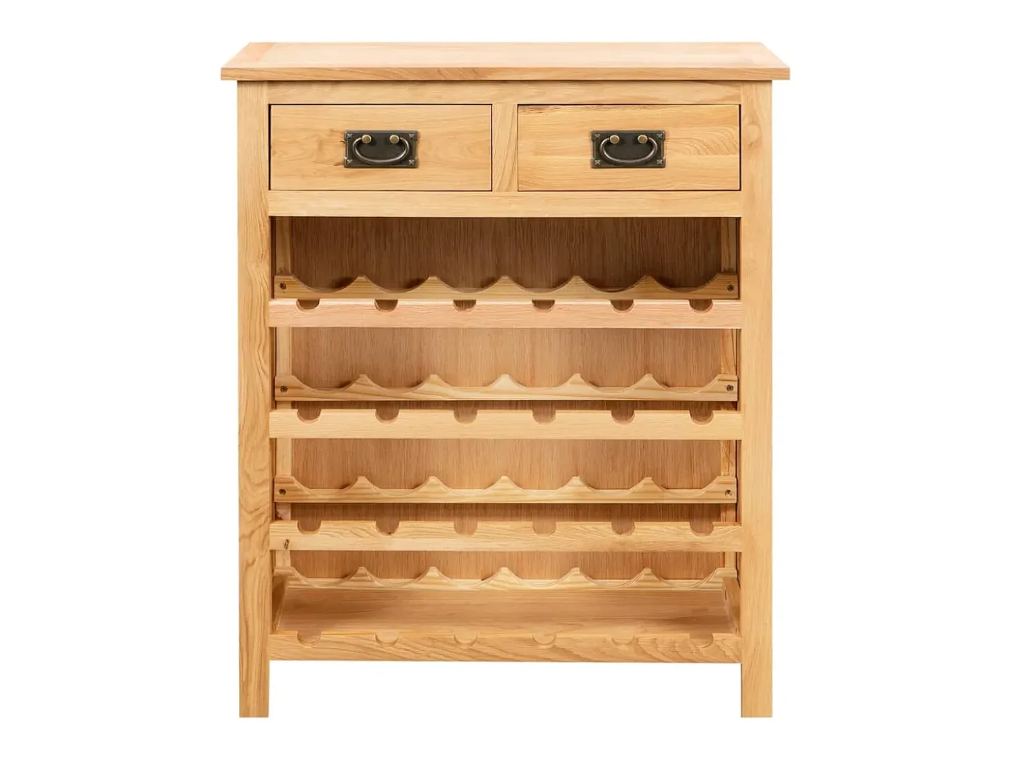 Mueble botellero de madera maciza de roble 72x32x90 cm ES447309